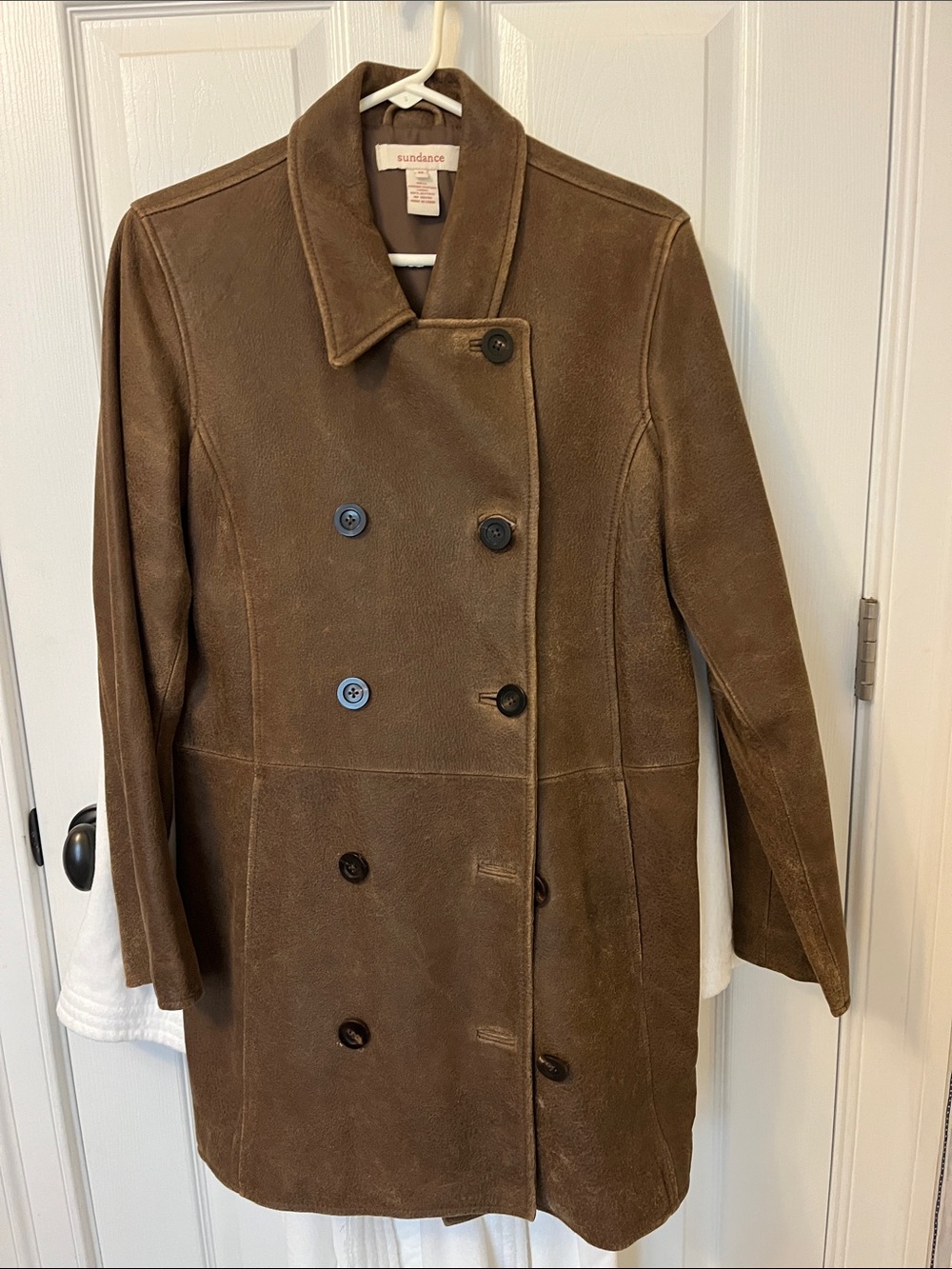 Sundance Brown Suede Double-Breasted Pea Coat